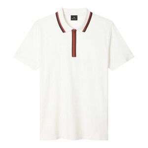 Paul Smith Mens Zipped Tailored Short-Sleeved Polo Shirt / White